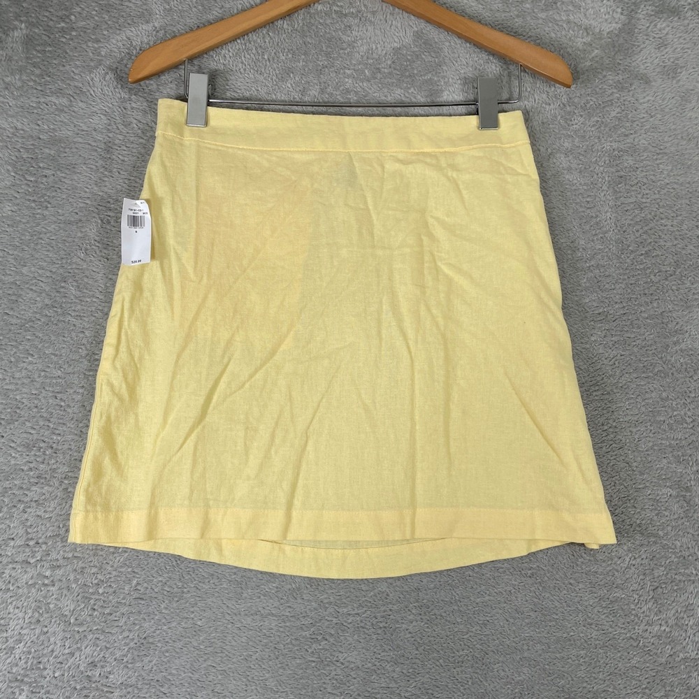 Old Navy Mini Shift‎ Skirt Womens Small Yellow Linen Blend Summer Casual Preppy